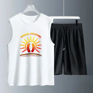 Men's Tank top Sets Fashion men's clothing Breathable Summe Polyester Short Sleeve+ Shorts new men's sets drip clothing
